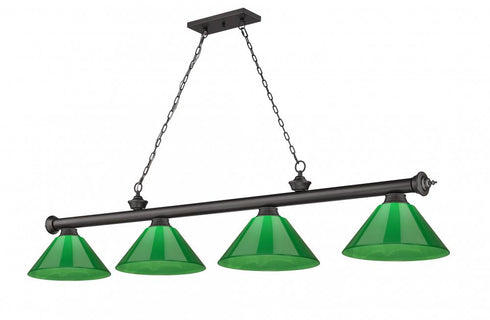 Z-Lite Cordon 4 Light Billiard in Brushed Nickel Finish Model: 2306-4BN-PGR