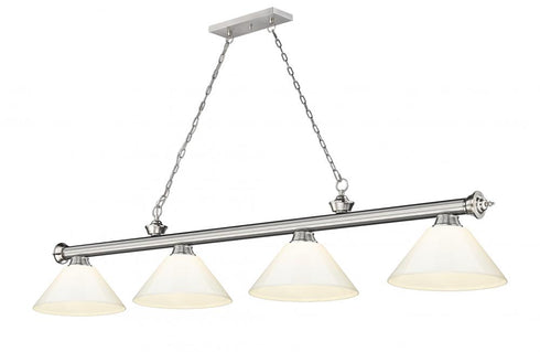 Z-Lite Cordon 4 Light Billiard in Brushed Nickel Finish Model: 2306-4BN-PGR