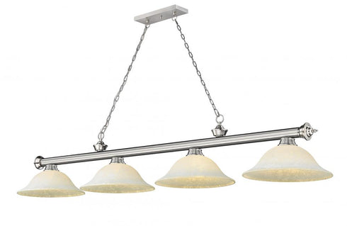 Z-Lite Cordon 4 Light Billiard in Brushed Nickel Finish Model: 2306-4BN-WM16