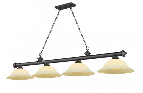 Z-Lite Cordon 4 Light Billiard in Brushed Nickel Finish Model: 2306-4BN-WM16