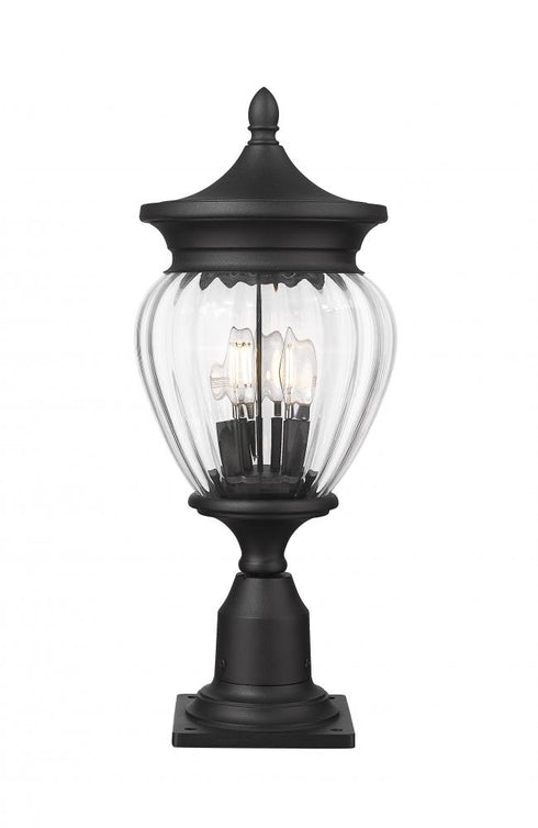 Z-Lite Davina 3 Light Outdoor Pier Mounted Fixture in Black Finish Model: 5016PHMR-533PM-BK