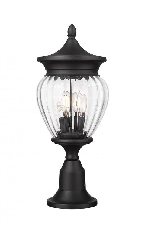 Z-Lite Davina 3 Light Outdoor Pier Mounted Fixture in Black Finish Model: 5016PHMR-553PM-BK