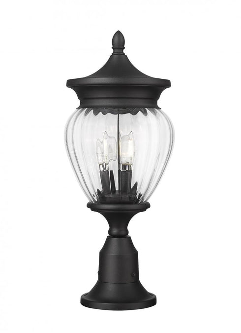 Z-Lite Davina 3 Light Outdoor Pier Mounted Fixture in Black Finish Model: 5016PHMR-553PM-BK