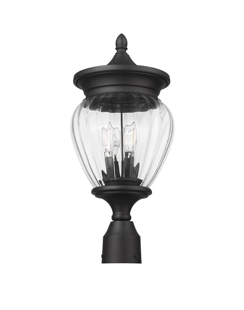 Z-Lite Davina 3 Light Outdoor Post Mount Fixture in Black Finish Model: 5016PHMR-BK
