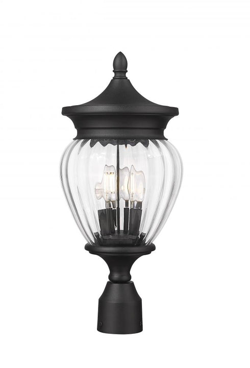 Z-Lite Davina 3 Light Outdoor Post Mount Fixture in Black Finish Model: 5016PHMR-BK