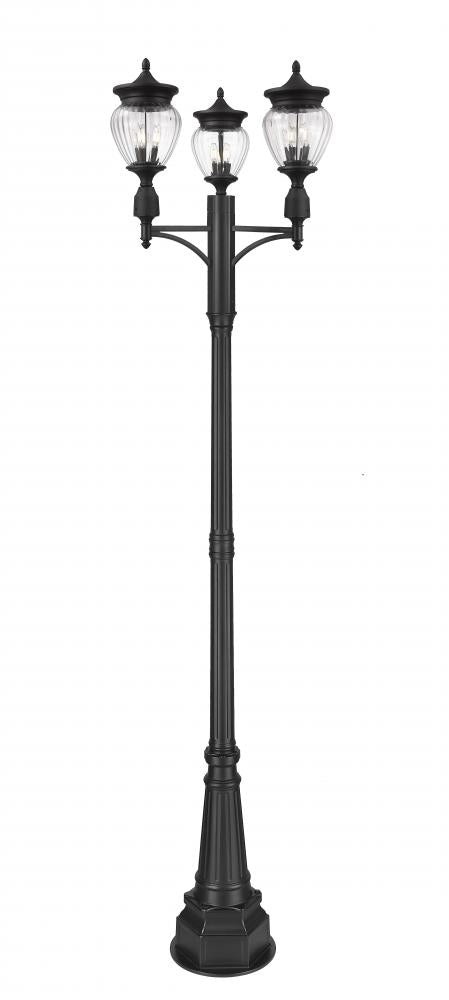Z-Lite Davina 3 Light Outdoor Post Mounted Fixture in Black Finish Model: 5016PHMR-3-564P-BK