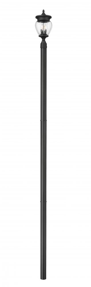 Z-Lite Davina 3 Light Outdoor Post Mounted Fixture in Black Finish Model: 5016PHMR-5009P120-BK