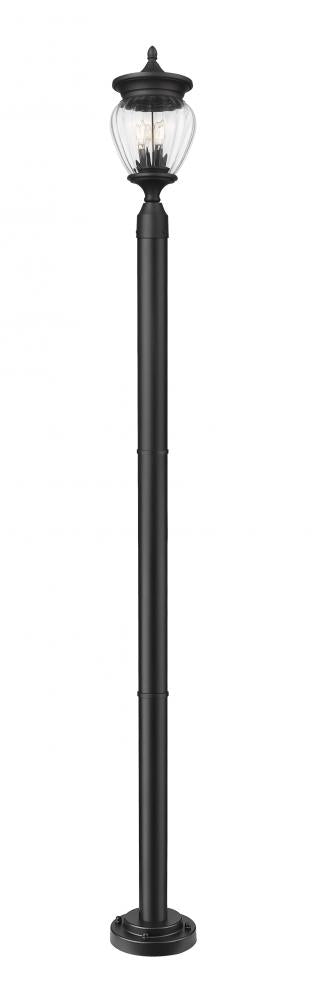 Z-Lite Davina 3 Light Outdoor Post Mounted Fixture in Black Finish Model: 5016PHMR-5012P-BK