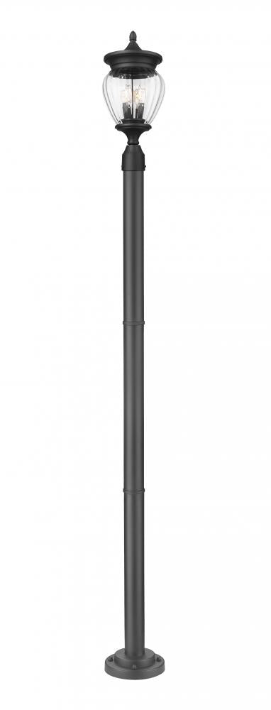 Z-Lite Davina 3 Light Outdoor Post Mounted Fixture in Black Finish Model: 5016PHMR-567P-BK