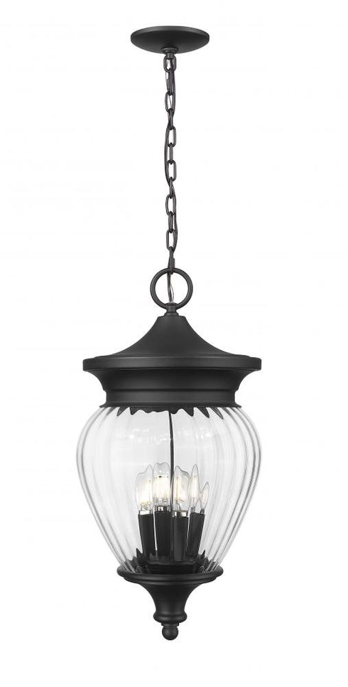 Z-Lite Davina 4 Light Outdoor Chain Mount Ceiling Fixture in Black Finish Model: 5016CHB-BK