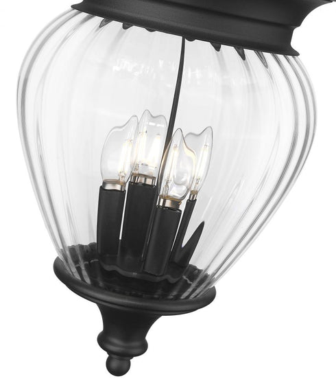 Z-Lite Davina 4 Light Outdoor Chain Mount Ceiling Fixture in Black Finish Model: 5016CHB-BK