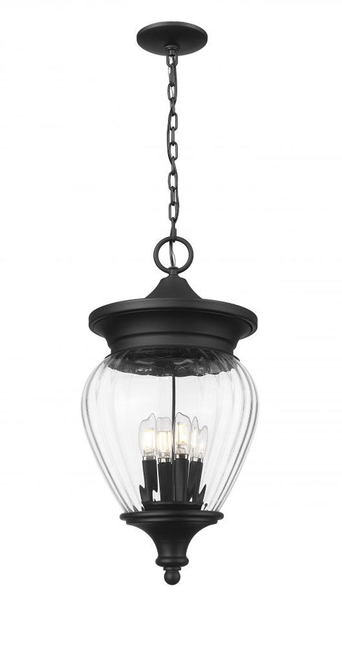 Z-Lite Davina 4 Light Outdoor Chain Mount Ceiling Fixture in Black Finish Model: 5016CHB-BK