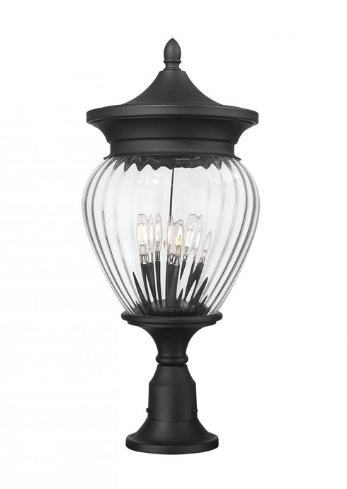 Z-Lite Davina 4 Light Outdoor Pier Mounted Fixture in Black Finish Model: 5016PHBR-553PM-BK