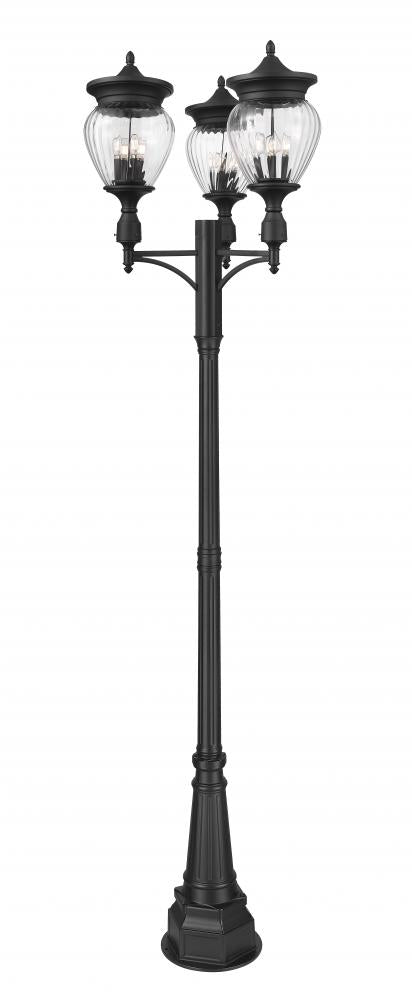 Z-Lite Davina 4 Light Outdoor Post Mounted Fixture in Black Finish Model: 5016PHBR-3-564P-BK