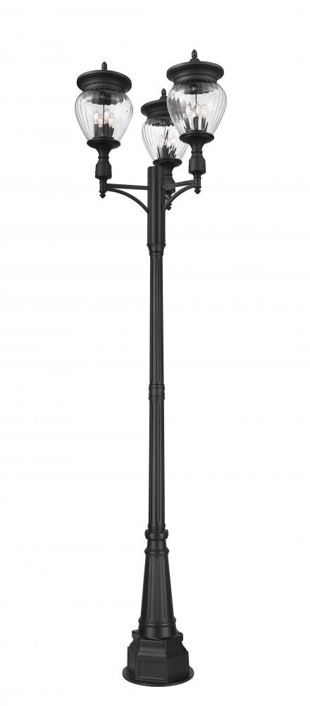Z-Lite Davina 4 Light Outdoor Post Mounted Fixture in Black Finish Model: 5016PHBR-3-564P-BK