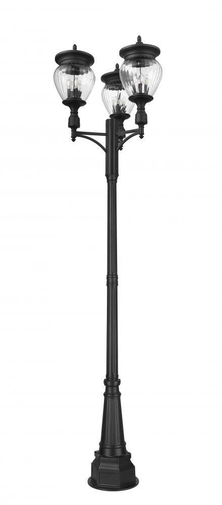 Z-Lite Davina 4 Light Outdoor Post Mounted Fixture in Black Finish Model: 5016PHBR-3-564P-BK