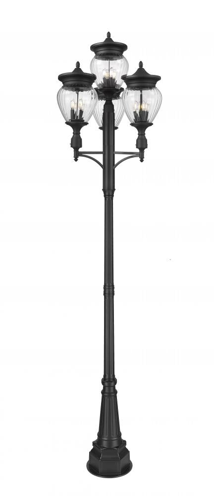 Z-Lite Davina 4 Light Outdoor Post Mounted Fixture in Black Finish Model: 5016PHBR-4-564P-BK