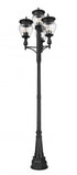 Z-Lite Davina 4 Light Outdoor Post Mounted Fixture in Black Finish Model: 5016PHBR-4-564P-BK