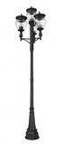 Z-Lite Davina 4 Light Outdoor Post Mounted Fixture in Black Finish Model: 5016PHBR-4-564P-BK