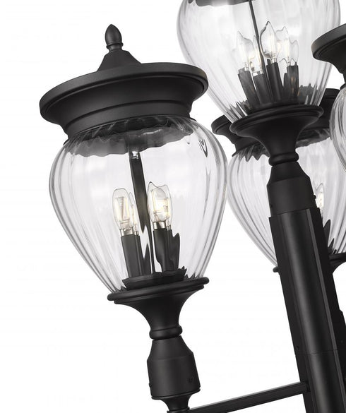 Z-Lite Davina 4 Light Outdoor Post Mounted Fixture in Black Finish Model: 5016PHBR-4-564P-BK