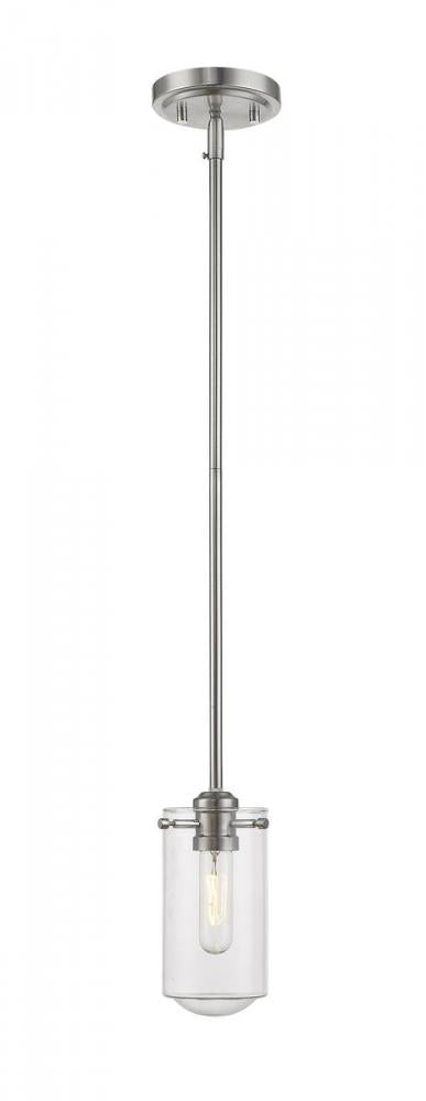 Z-Lite Delaney 1 Light Pendant in Brushed Nickel Finish Model: 471MP-BN