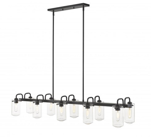 Z-Lite Delaney 10 Light Linear Chandelier in Matte Black Finish Model: 471-10L-MB