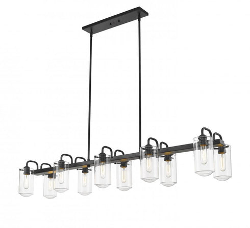 Z-Lite Delaney 10 Light Linear Chandelier in Matte Black Finish Model: 471-10L-MB