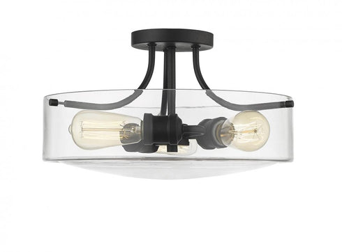 Z-Lite Delaney 3 Light Semi Flush Mount in Matte Black Finish Model: 471SF-MB