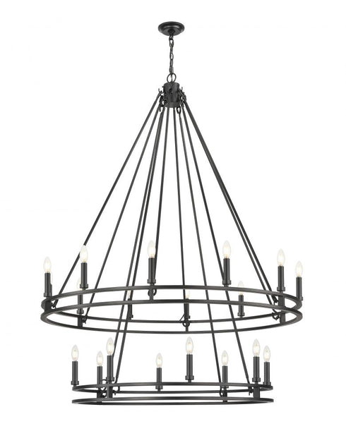 Z-Lite Dennison 20 Light Chandelier in Matte Black Finish Model: 4005-20MB