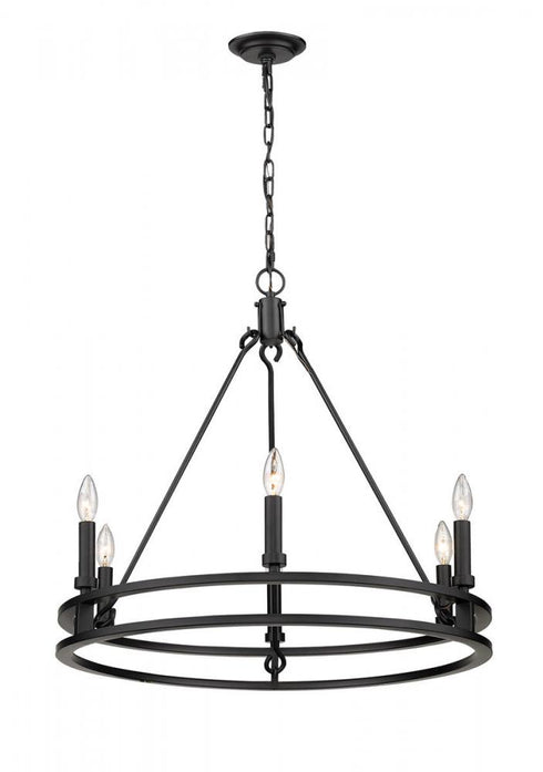 Z-Lite Dennison 6 Light Chandelier in Matte Black Finish Model: 4005-6MB