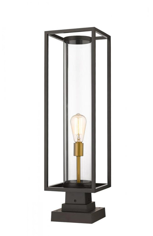 Z-Lite Dunbroch 1 Light Outdoor Pier Mounted Fixture in Black Finish Model: 584PHBS-SQPM-BK