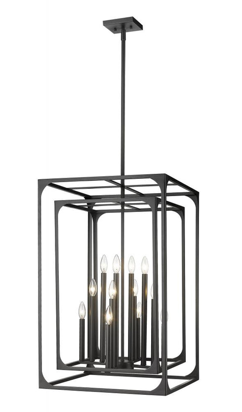 Z-Lite Easton 12 Light Chandelier in Matte Black Finish Model: 3038-12MB