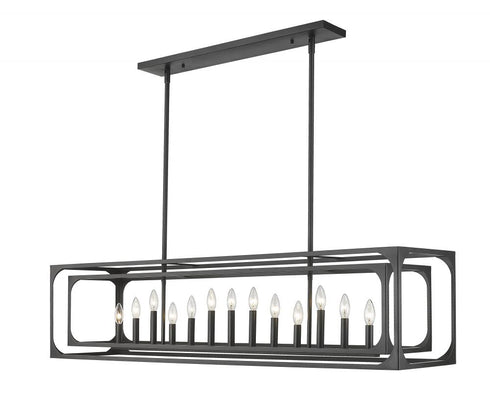 Z-Lite Easton 13 Light Linear Chandelier in Matte Black Finish Model: 3038-13L-MB