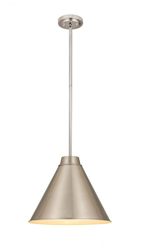 Z-Lite Eaton 1 Light Pendant in Brushed Nickel Finish Model: 6011P18-BN