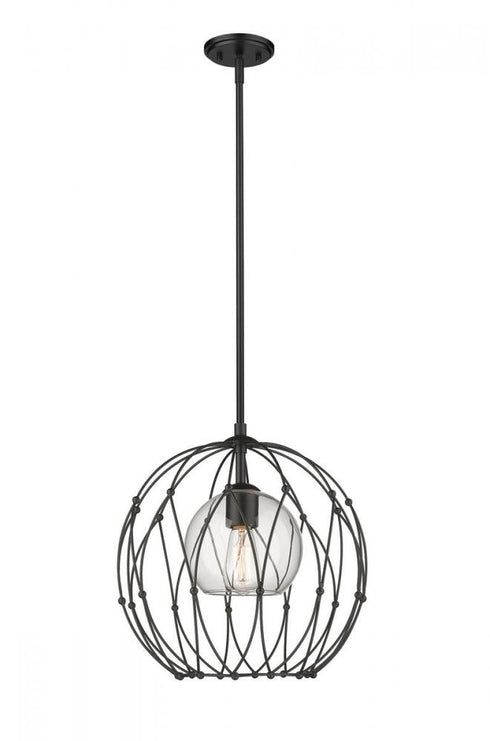 Z-Lite Elle 1 Light Pendant in Matte Black Finish Model: 1940P16-MB