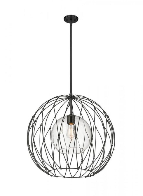 Z-Lite Elle 1 Light Pendant in Matte Black Finish Model: 1940P24-MB