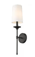 Z-Lite Emily 1 Light Wall Sconce in Matte Black Finish Model: 3033-1S-MB