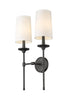 Z-Lite Emily 2 Light Wall Sconce in Matte Black Finish Model: 3033-2S-MB