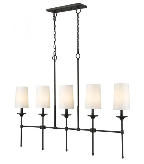 Z-Lite Emily 5 Light Linear Chandelier in Matte Black Finish Model: 3033-5L-MB
