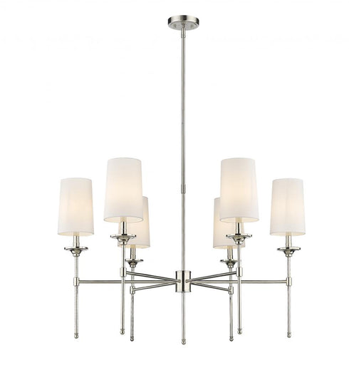 Z-Lite Emily 6 Light Chandelier in Brushed Nickel Finish Model: 3033-6BN