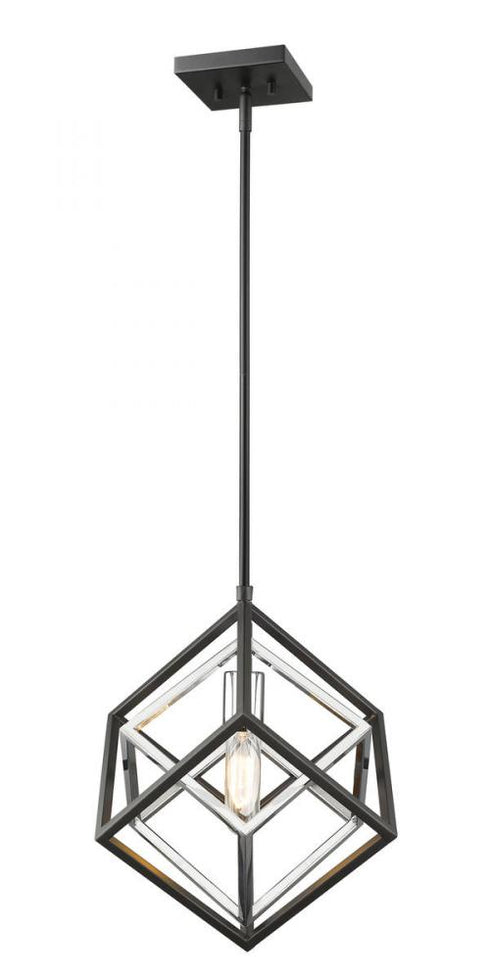 Z-Lite Euclid 1 Light Pendant in Chrome + Matte Black Finish Model: 457MP-CH-MB