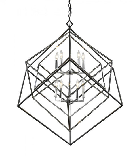 Z-Lite Euclid 10 Light Chandelier in Chrome + Matte Black Finish Model: 457-10CH-MB