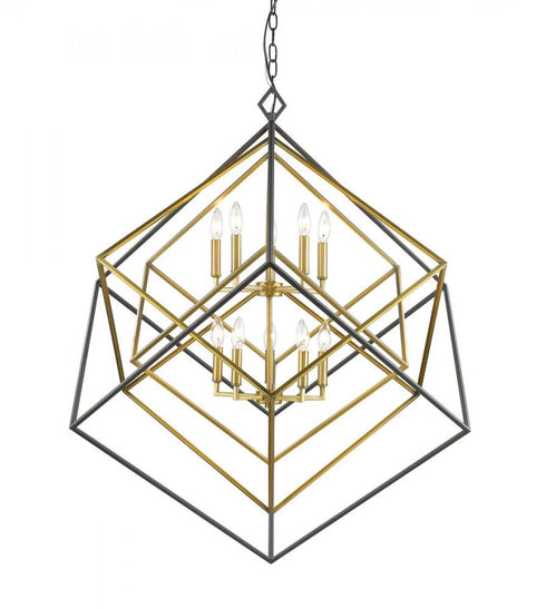 Z-Lite Euclid 10 Light Chandelier in Chrome + Matte Black Finish Model: 457-10CH-MB