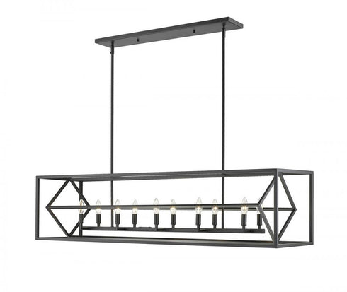 Z-Lite Euclid 10 Light Linear Chandelier in Chrome + Matte Black Finish Model: 457-10L-CH-MB