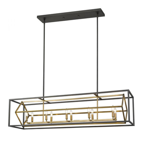 Z-Lite Euclid 10 Light Linear Chandelier in Chrome + Matte Black Finish Model: 457-10L-CH-MB