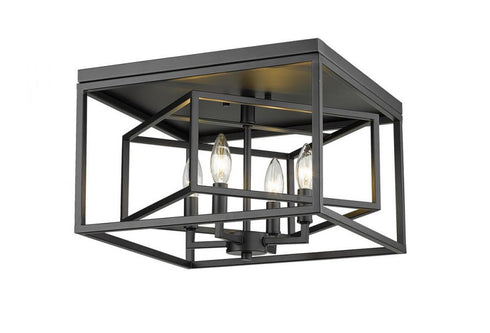Z-Lite Euclid 4 Light Flush Mount in Chrome + Matte Black Finish Model: 457F-CH-MB