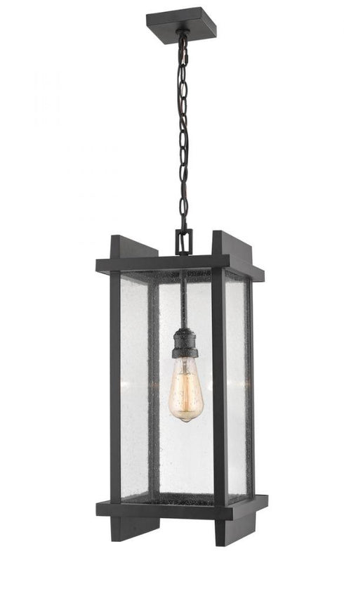 Z-Lite Fallow 1 Light Outdoor Chain Mount Ceiling Fixture in Black Finish Model: 565CHB-BK