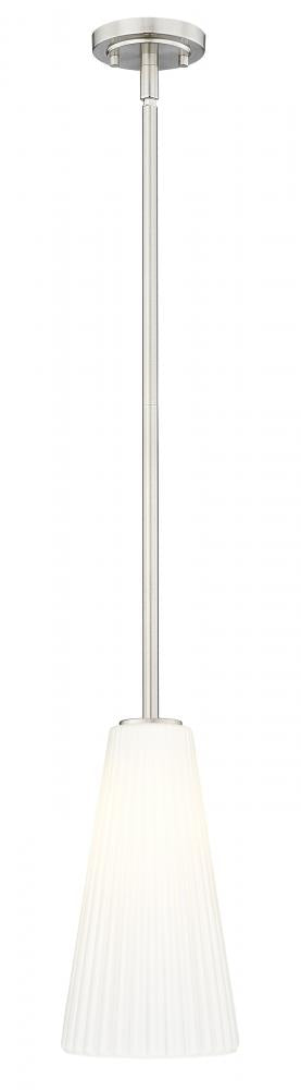 Z-Lite Farrell 1 Light Pendant in Brushed Nickel Finish Model: 3043P7-ROD-BN