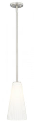 Z-Lite Farrell 1 Light Pendant in Brushed Nickel Finish Model: 3043P7-ROD-BN