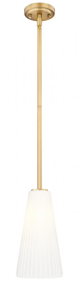 Z-Lite Farrell 1 Light Pendant in Brushed Nickel Finish Model: 3043P7-ROD-BN
